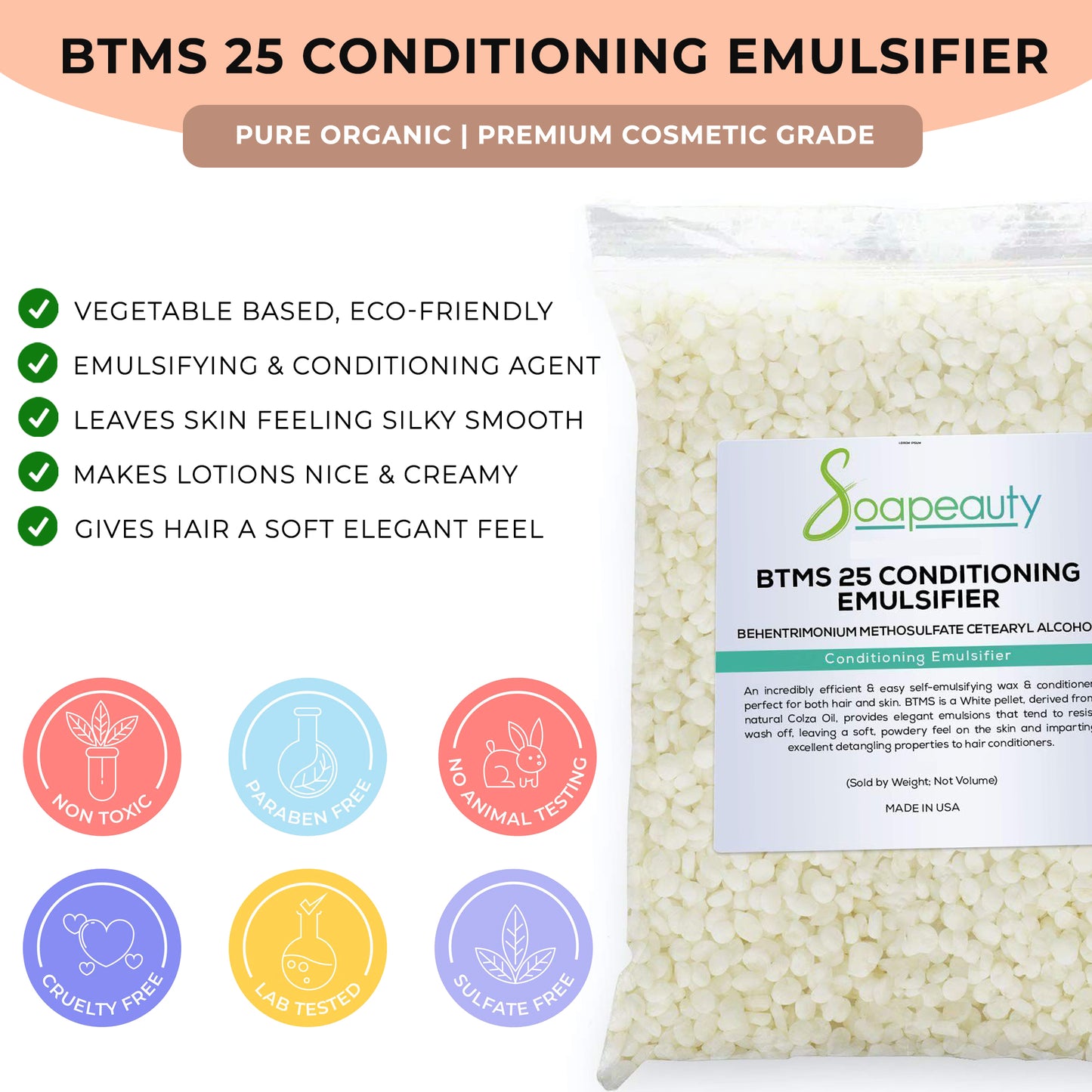 BTMS 25% Behentrimonium Methosulfate Cetearyl Alcohol Emulsifying Conditioner