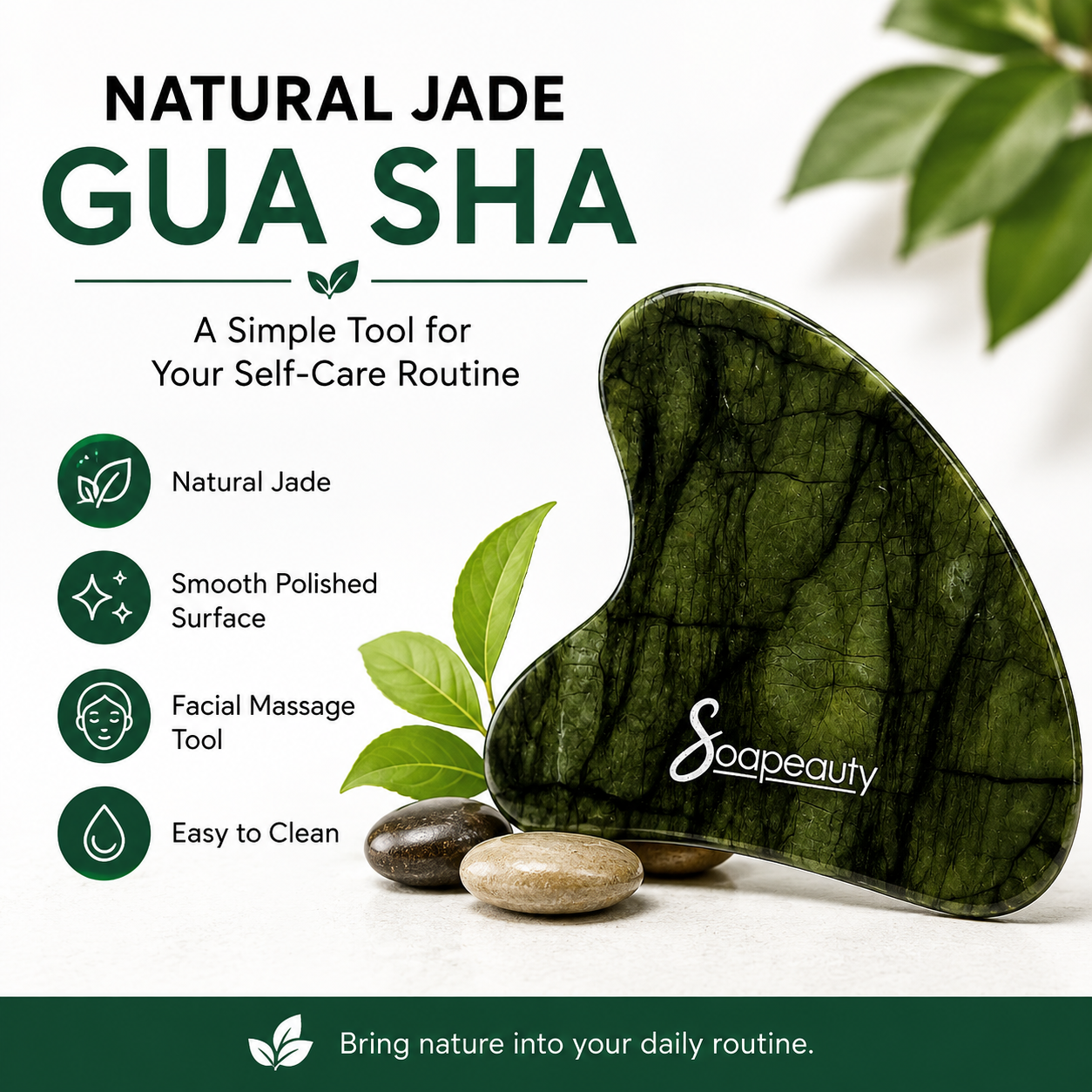 Natural Jade Gua Sha Facial Massage Tool