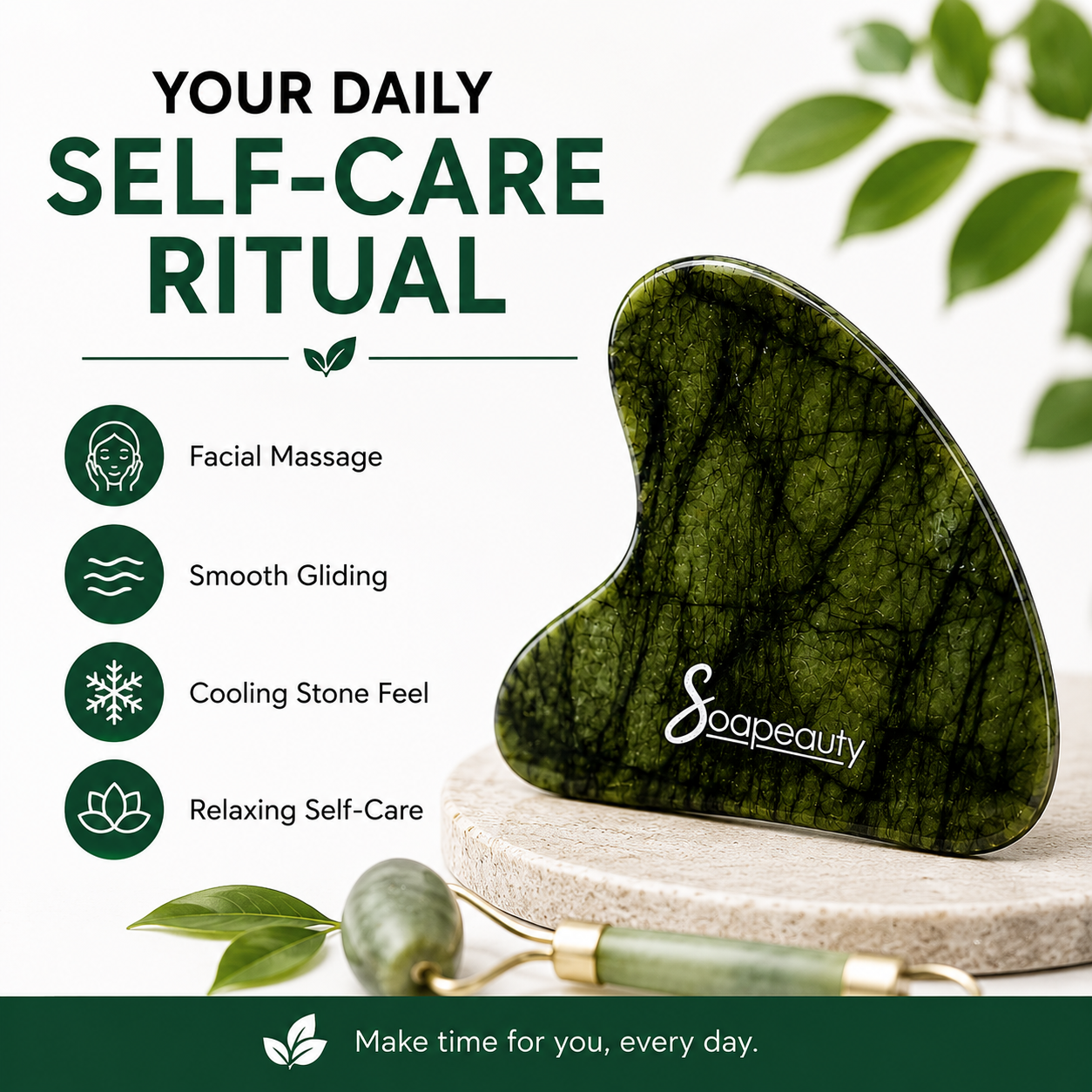 Natural Jade Gua Sha Facial Massage Tool