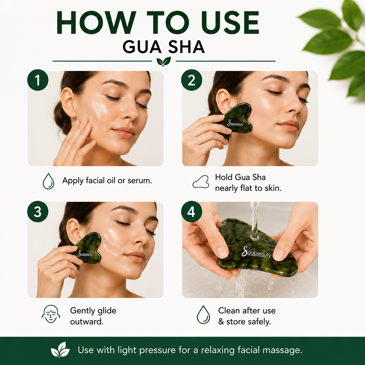 Natural Jade Gua Sha Facial Massage Tool
