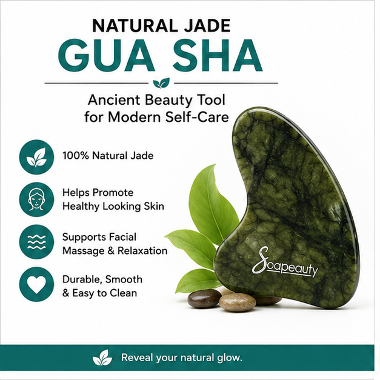 Natural Jade Gua Sha Facial Massage Tool