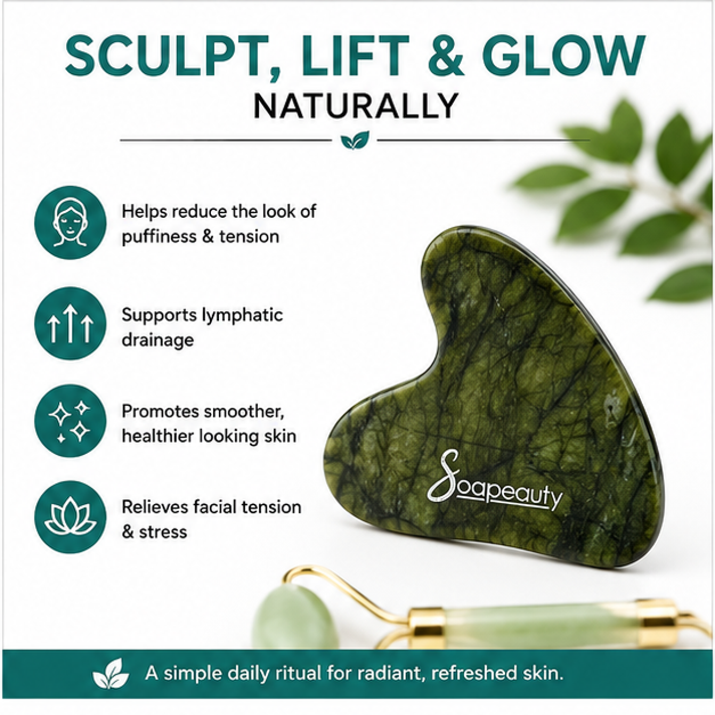 Natural Jade Gua Sha Facial Massage Tool