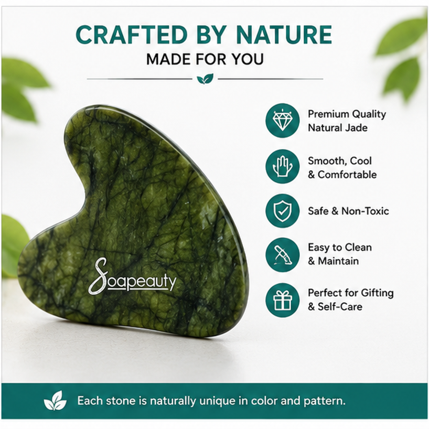 Natural Jade Gua Sha Facial Massage Tool